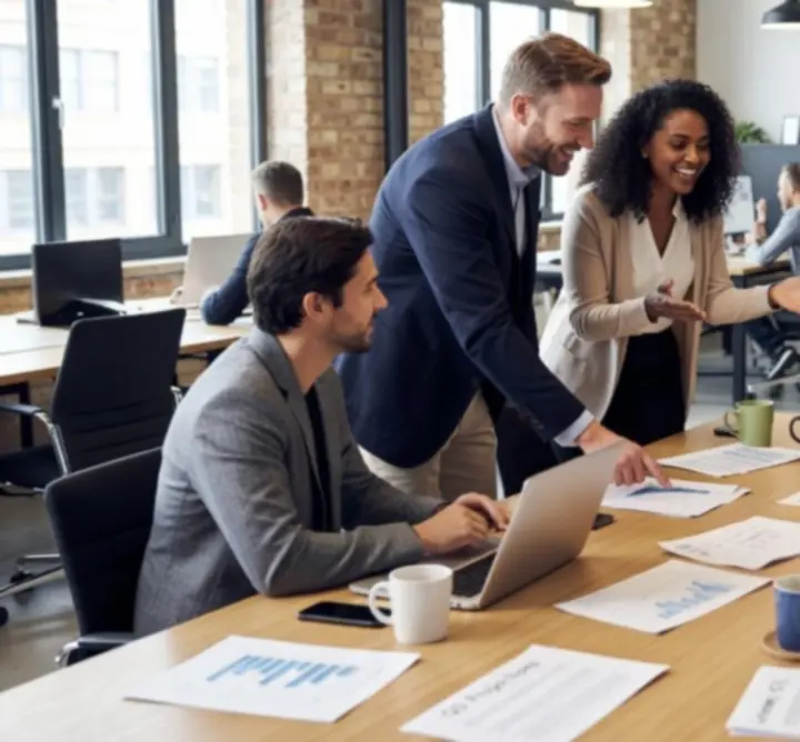 Business team collaborating around a table