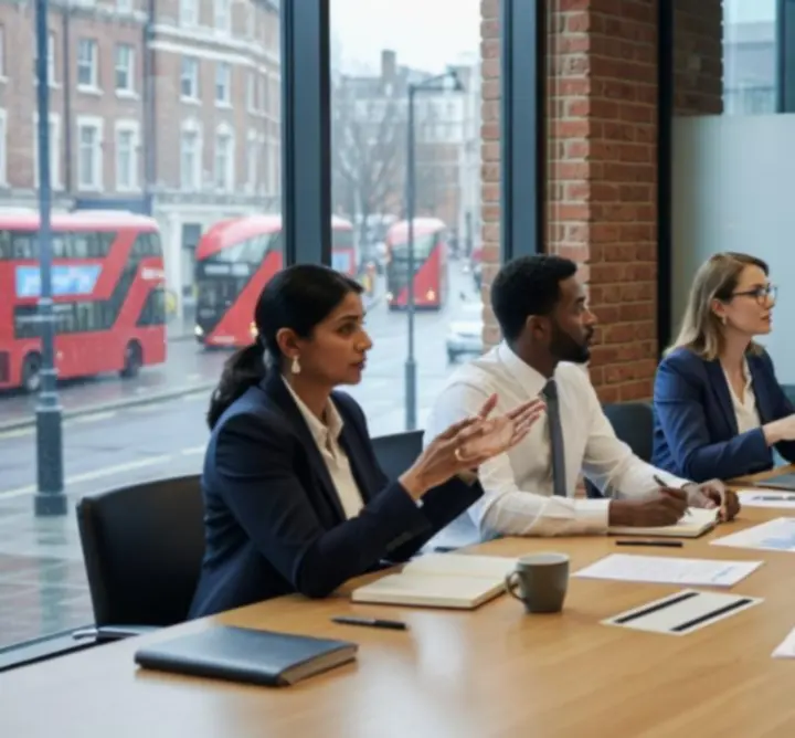 Boardroom setting used for a strategic case study workshop