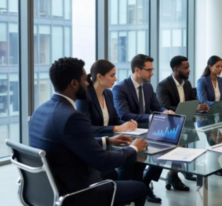 Consultants collaborating in a modern office